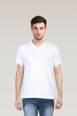 White Solid Tshirt for Men and Women Regular Fit Front